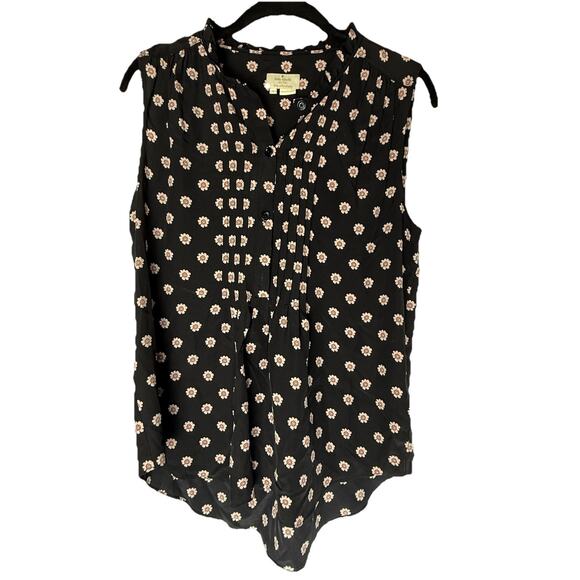 Kate Spade Live Colorfully Silk Sleeveless Floral Blouse Micro Pleating Top‎ M - Picture 1 of 7